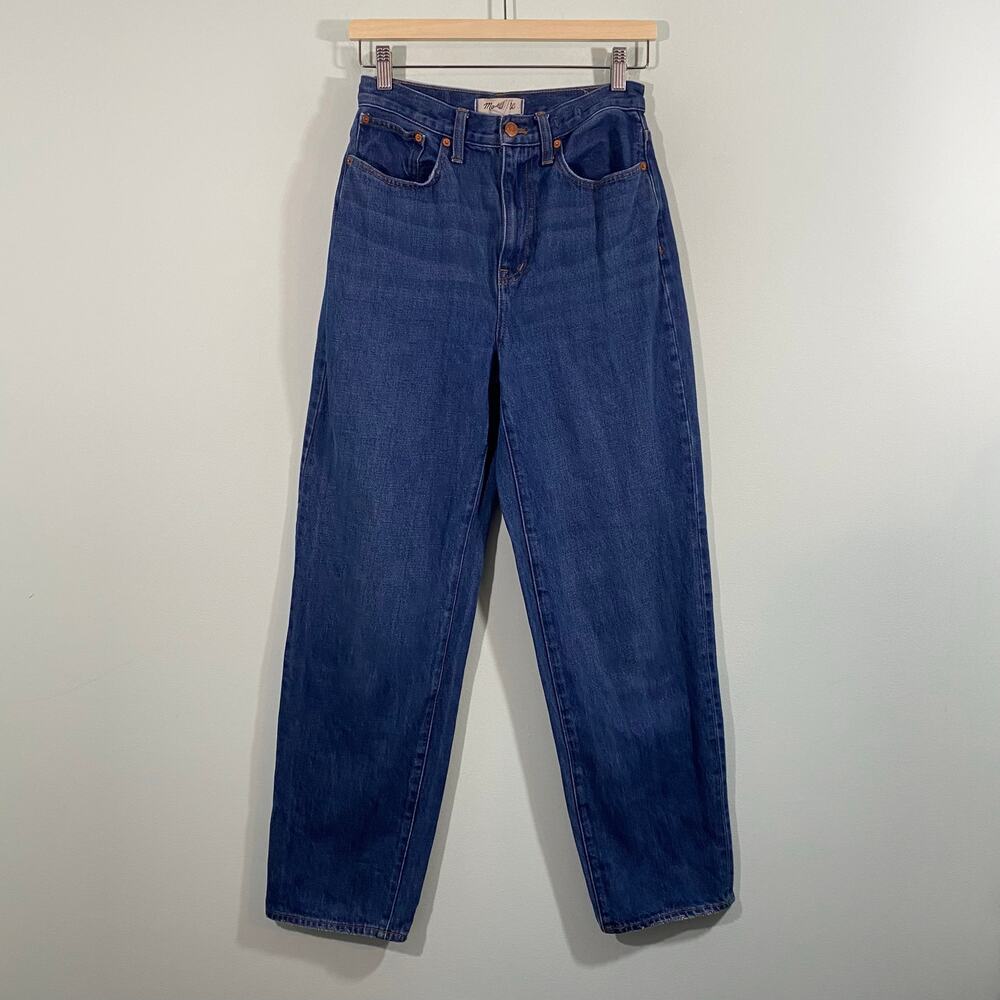 Madewell Women Blue High Waist Baggy Straight Jeans Size 25